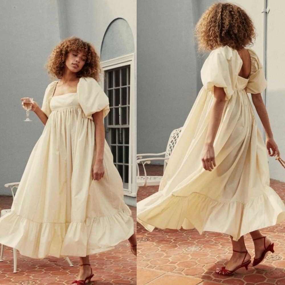Doen Cream Puff-Sleeve Maxi Dress - Cream